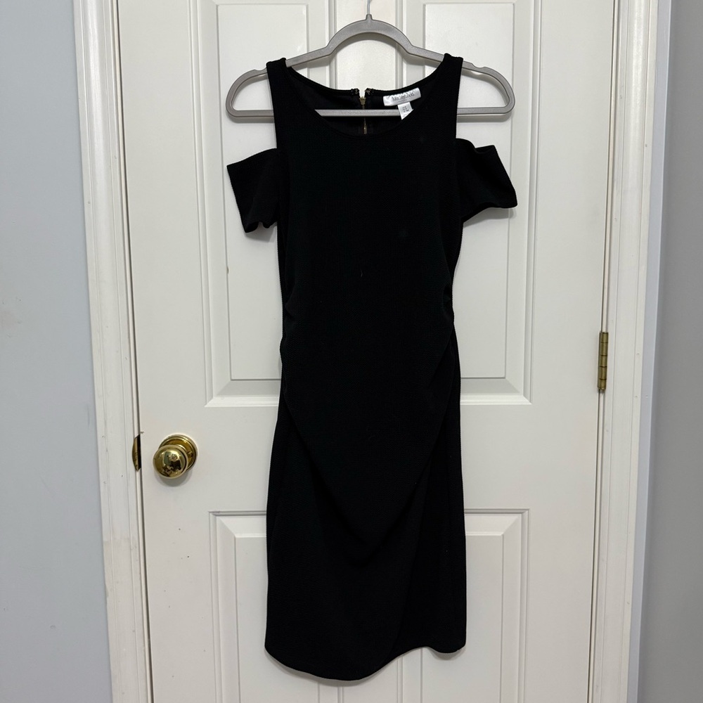 Motherhood Maternity Elegant Black Cold-Shoulder Dress